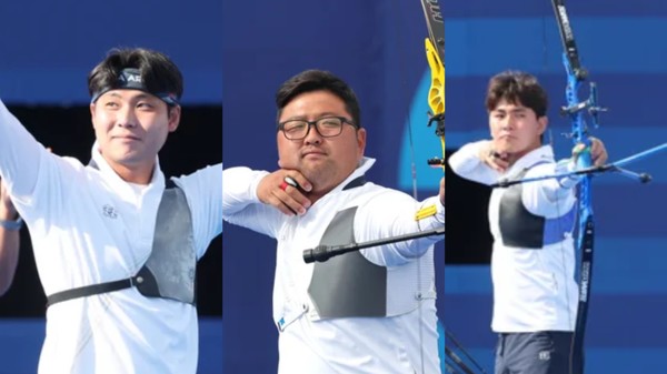 압도적인 실력으로 이우석, 김우진, 김제덕이 파리 올림픽 양궁 남자 개인전 8강 진출 완성 썸네일 이미지